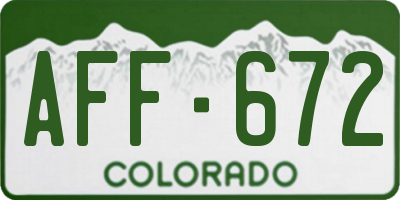 CO license plate AFF672