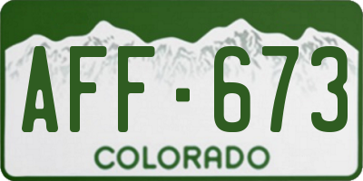 CO license plate AFF673