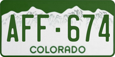 CO license plate AFF674