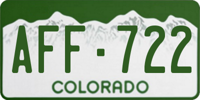 CO license plate AFF722