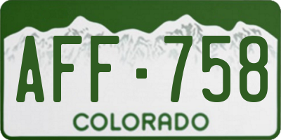 CO license plate AFF758