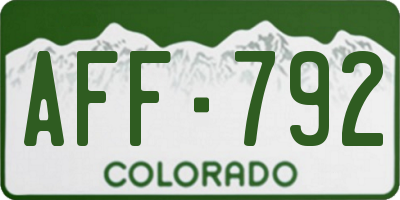 CO license plate AFF792