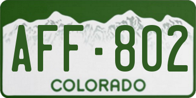 CO license plate AFF802