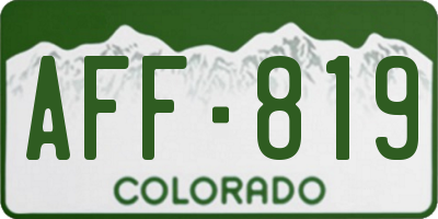 CO license plate AFF819
