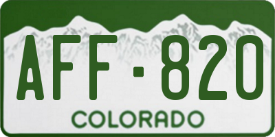 CO license plate AFF820