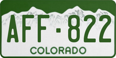 CO license plate AFF822