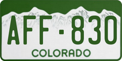 CO license plate AFF830
