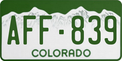 CO license plate AFF839