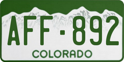 CO license plate AFF892