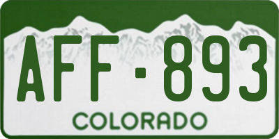 CO license plate AFF893
