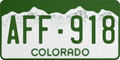 CO license plate AFF918