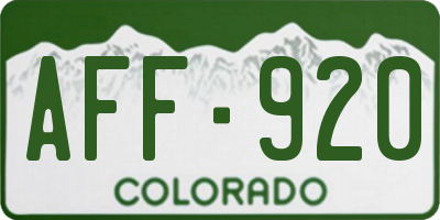 CO license plate AFF920