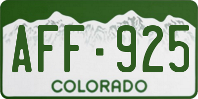 CO license plate AFF925