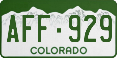 CO license plate AFF929