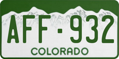 CO license plate AFF932