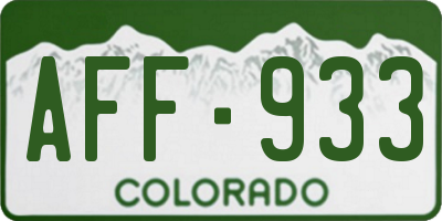 CO license plate AFF933