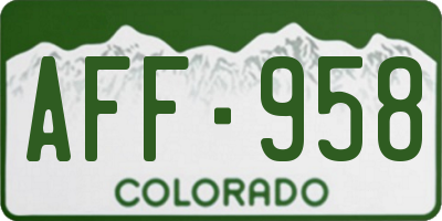 CO license plate AFF958