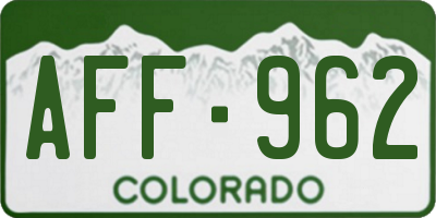 CO license plate AFF962