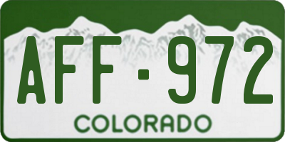 CO license plate AFF972