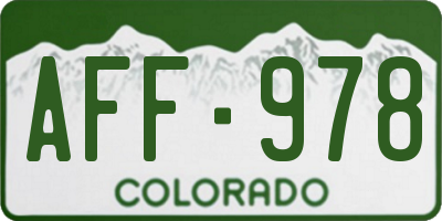 CO license plate AFF978