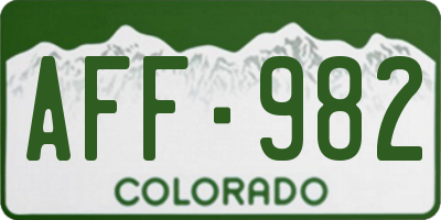 CO license plate AFF982
