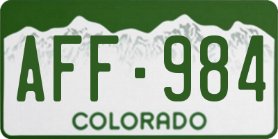 CO license plate AFF984