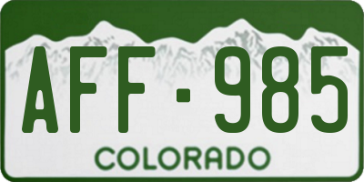 CO license plate AFF985
