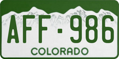 CO license plate AFF986