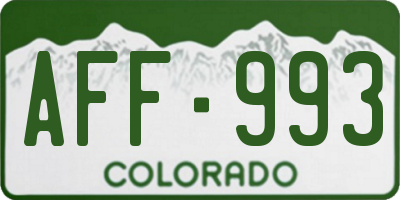 CO license plate AFF993