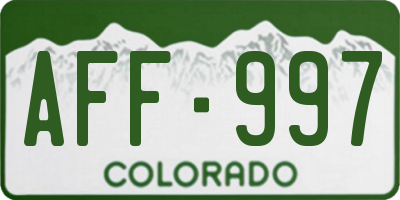 CO license plate AFF997