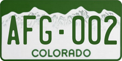 CO license plate AFG002