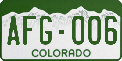 CO license plate AFG006