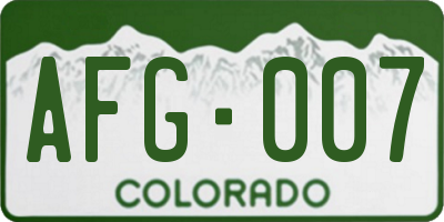 CO license plate AFG007