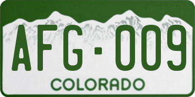 CO license plate AFG009