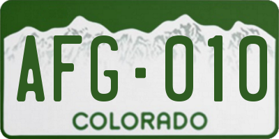 CO license plate AFG010