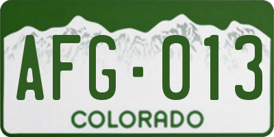 CO license plate AFG013