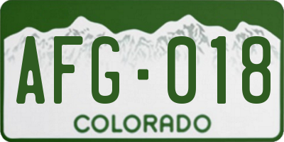 CO license plate AFG018