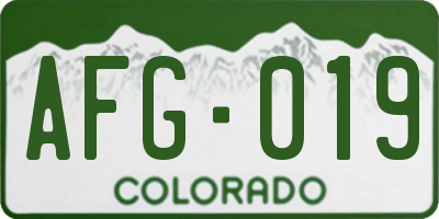 CO license plate AFG019