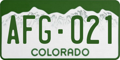 CO license plate AFG021
