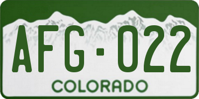 CO license plate AFG022
