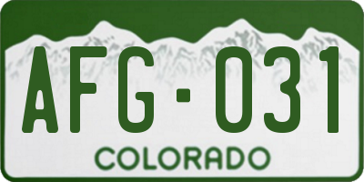 CO license plate AFG031