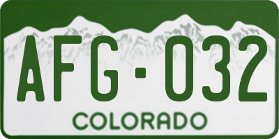 CO license plate AFG032