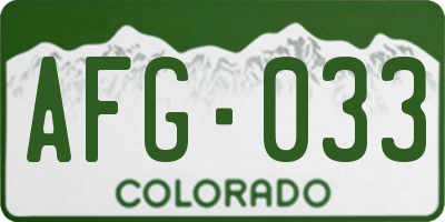 CO license plate AFG033
