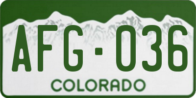 CO license plate AFG036