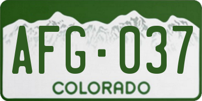 CO license plate AFG037