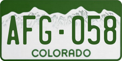 CO license plate AFG058