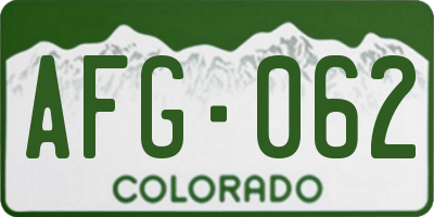 CO license plate AFG062