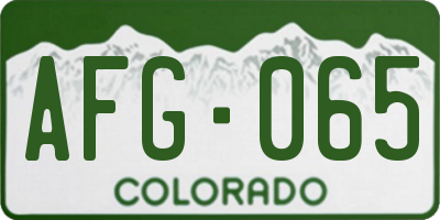 CO license plate AFG065