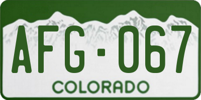 CO license plate AFG067