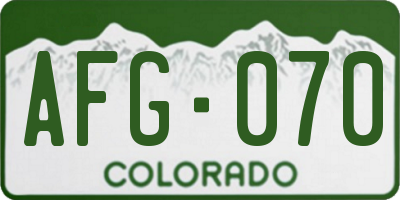 CO license plate AFG070
